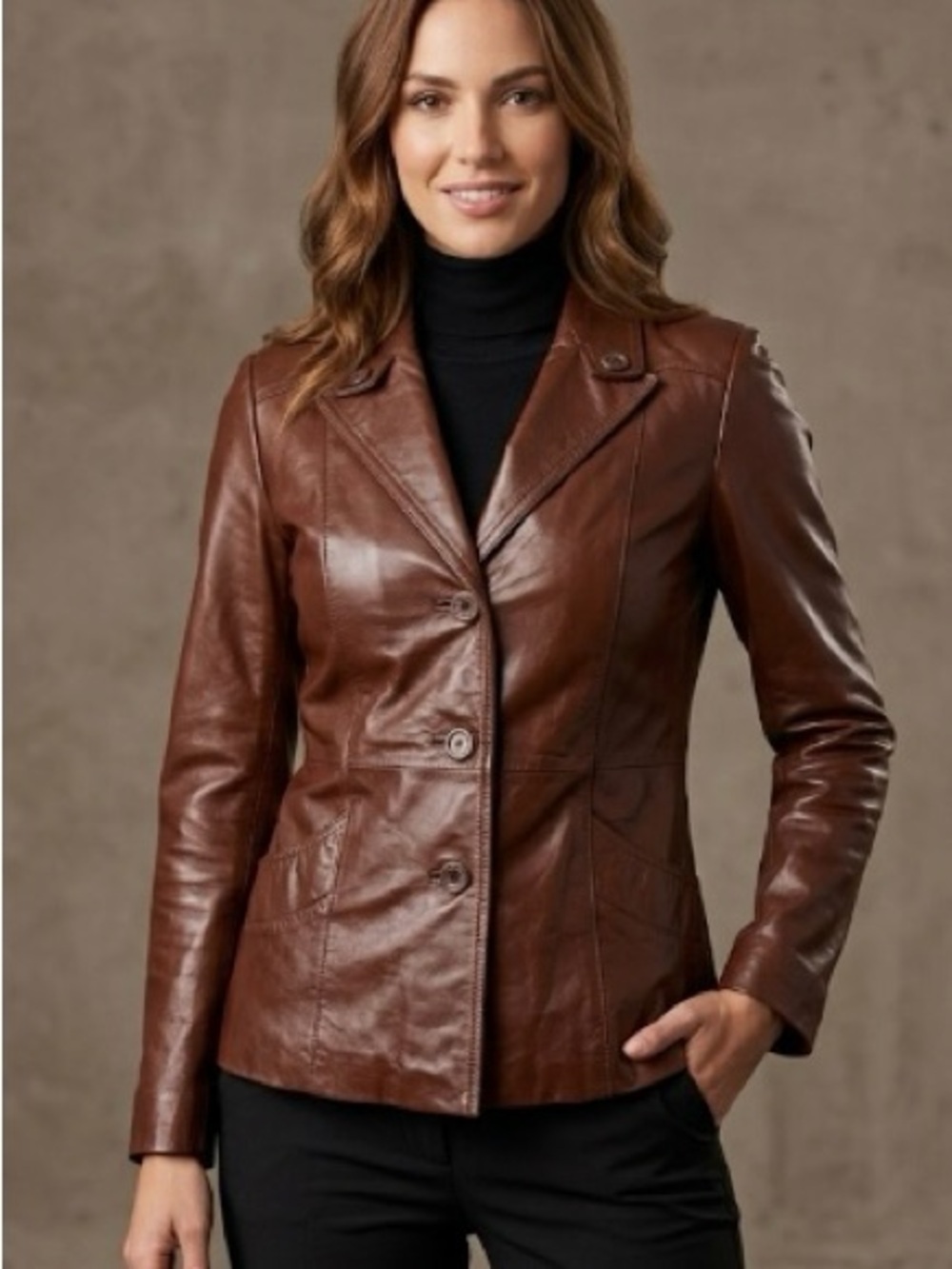 Vintage Women's Brown suede Leather Button-Front Jacket